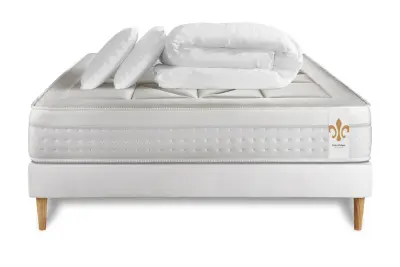 Kompletni paket za posteljo - Vzmetnica 140x190 cm + Vzmetni okvir z letvami (v kompletu) + 2 vzglavnika + Prevleka - Vingt-Huit