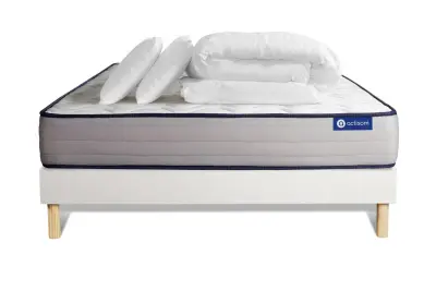 Celoten paket za posteljo - Vzmetnica 140x190 cm + Vzmetni okvir z letvami (komplet) + 2 vzglavnika + Prevleka - Actimemo Form