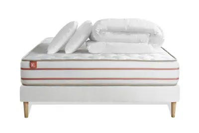 Celoten paket za posteljo - Vzmetnica 180x200 cm + vzmetnica z letvami (komplet) + 2 vzglavnika + odeja - Le Doux
