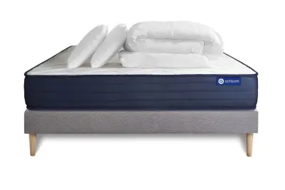 Celoten paket za posteljo - Vzmetnica 140x200 cm + Vzmetni okvir z letvami (komplet) + 2 vzglavnika + odeja - Actiflex Life