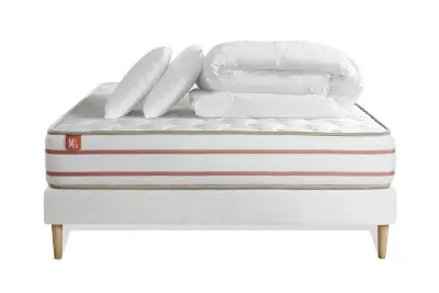 Celoten paket za posteljo - Vzmetnica 200x200 cm + vzmetnica z letvami (komplet) + 2 vzglavnika + odeja - Le Doux