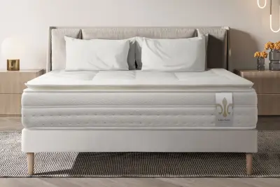 Kompletni paket za posteljo - Vzmetnica 140x190 cm + Vzmetni okvir z letvami (komplet) + 2 vzglavnika + Odejica - Vingt-Huit PLUS