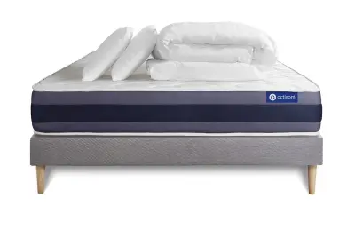 Celoten paket za posteljo - Vzmetnica 140x190 cm + Vzmetni okvir z letvami (komplet) + 2 vzglavnika + Prevleka - Actilatex Morpho