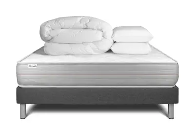 Kompletni paket za posteljo - Vzmetnica 200x200 cm + Vzmetnica z letvami (komplet) + 2 vzglavnika + Prevleka - Vitalmemo