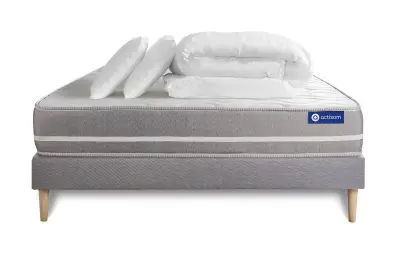 Kompletni paket za posteljo - Vzmetnica 140x200 cm + Vzmetnica z letvami (komplet) + 2 vzglavnika + Prevleka - Actimemo Touch