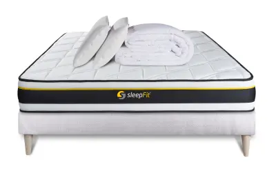 Celoten paket za posteljo - Vzmetnica 180x200 cm + vzmetnica z letvami (komplet) + 2 vzglavnika + odeja - Soft