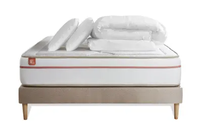 Kompletni paket za posteljo - Vzmetnica 140x190 cm + Vzmetni okvir z letvami (komplet) + 2 vzglavnika + Prevleka - Le Paisible