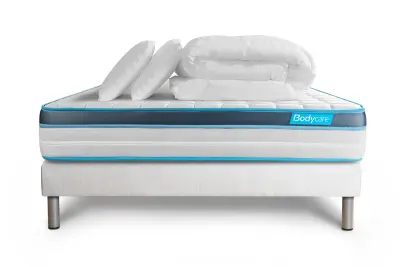 Celoten paket za posteljo - Vzmetnica 160x200 cm + Vzmetni okvir z letvami (komplet) + 2 vzglavnika + Prevleka - BodyFit