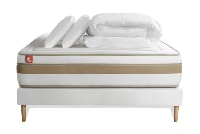 Celoten paket za posteljo - Vzmetnica 180x200 cm + vzmetnica z letvami (komplet) + 2 vzglavnika + odeja - Le Raffiné