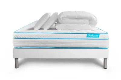 Celoten paket za posteljo - Vzmetnica 160x200 cm + vzmetnica z letvami (komplet) + 2 vzglavnika + odeja - BodyMax