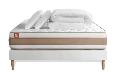 Celoten paket za posteljo - Vzmetnica 160x200 cm + vzmetnica z letvami (komplet) + 2 vzglavnika + odeja - Le Délicat