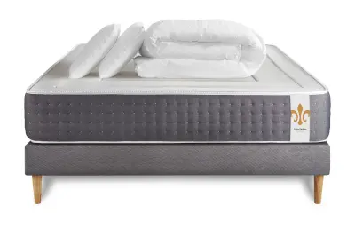 Kompletni paket za posteljo - Vzmetnica 160x200 cm + Vzmetnica z letvami (komplet) + 2 vzglavnika + Prevleka - Vingt-Six