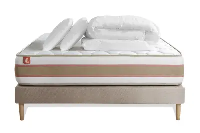 Celoten paket za posteljo - Vzmetnica 180x200 cm + vzmetnica z letvami (komplet) + 2 vzglavnika + odeja - Le Délicat