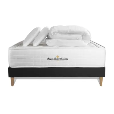 Kompletni paket za posteljo - Vzmetnica 160x200 cm + vzmetnica z letvami (komplet) + 2 vzglavnika + odeja - Buckingham