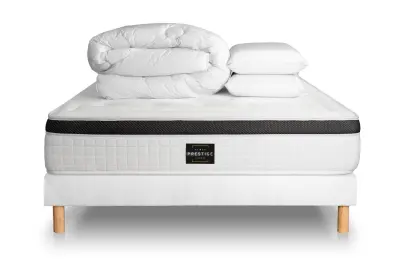 Celoten paket za posteljo - Vzmetnica 140x190 cm + Vzmetni okvir z letvami (komplet) + 2 vzglavnika + Prevleka - Privilège