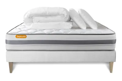 Celoten paket za posteljo - Vzmetnica 200x200 cm + Vzmetnica z letvami (komplet) + 2 vzglavnika + Prevleka - Memo Spring