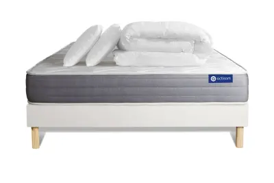 Kompletni paket za posteljo - Vzmetnica 140x190 cm + Vzmetni okvir z letvami (v kompletu) + 2 vzglavnika + Prevleka - Actimemo Dream
