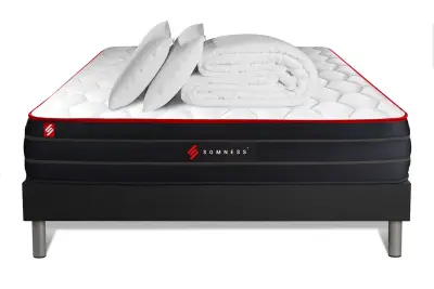 Celoten paket za posteljo - Vzmetnica 200x200 cm + vzmetnica z letvami (komplet) + 2 vzglavnika + odeja - Boost