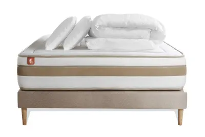 Celoten paket za posteljo - Vzmetnica 140x200 cm + Vzmetni okvir z letvami (komplet) + 2 vzglavnika + Prevleka - Le Raffiné
