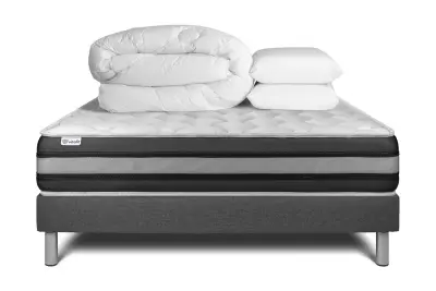 Kompletni paket za posteljo - Vzmetnica 140x190 cm + Vzmetni okvir z letvami (v kompletu) + 2 vzglavnika + odeja - Vitalspring Zen