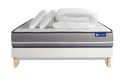 Celoten paket za posteljo - Vzmetnica 140x190 cm + Vzmetni okvir z letvami (komplet) + 2 vzglavnika + Prevleka - Actilatex Pur
