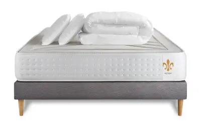 Kompletni paket za posteljo - Vzmetnica 200x200 cm + Vzmetnica z letvami (komplet) + 2 vzglavnika + Prevleka - Vingt-Quatre
