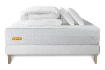 Kompletni paket za posteljo - Vzmetnica 140x190 cm + Vzmetni okvir z letvami (komplet) + 2 vzglavnika + Prevleka - Memo Bio