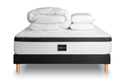 Celoten paket za posteljo - Vzmetnica 160x200 cm + vzmetnica z letvami (komplet) + 2 vzglavnika + odeja - Privilège