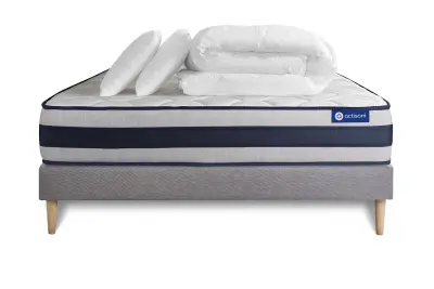 Kompletni paket za posteljo - Vzmetnica 180x200 cm + Vzmetnica z letvami (v kompletu) + 2 vzglavnika + Prevleka - Actimemo Ergo