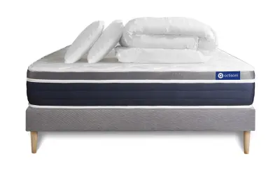 Kompletni paket za posteljo - Vzmetnica 140x190 cm + Vzmetni okvir z letvami (v kompletu) + 2 vzglavnika + Prevleka - Actilatex Confort
