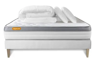 Kompletni paket za posteljo - Vzmetnica 140x200 cm + Vzmetnica z letvami (komplet) + 2 vzglavnika + Prevleka - Memo Zen