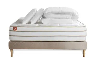Celoten paket za posteljo - Vzmetnica 180x200 cm + vzmetnica z letvami (komplet) + 2 vzglavnika + odeja - Le Douillet
