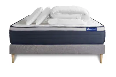 Kompletni paket za posteljo - Vzmetnica 160x200 cm + Vzmetnica z letvami (komplet) + 2 vzglavnika + Prevleka - Actimemo Max