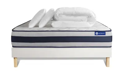 Celoten paket za posteljo - Vzmetnica 200x200 cm + vzmetnica z letvami (komplet) + 2 vzglavnika + odeja - Actilatex Ergo