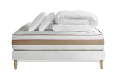 Kompletni paket za posteljo - Vzmetnica 140x190 cm + Vzmetni okvir z letvami (komplet) + 2 vzglavnika + Prevleka - Le Tendre