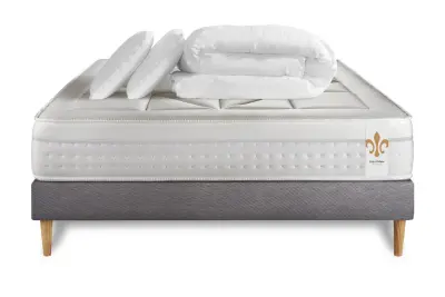 Kompletni paket za posteljo - Vzmetnica 140x190 cm + Vzmetni okvir z letvami (v kompletu) + 2 vzglavnika + Prevleka - Vingt-Huit