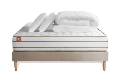 Celoten paket za posteljo - Vzmetnica 180x200 cm + vzmetnica z letvami (komplet) + 2 vzglavnika + odeja - Le Doux