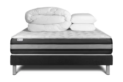 Kompletni paket za posteljo - Vzmetnica 140x190 cm + Vzmetni okvir z letvami (v kompletu) + 2 vzglavnika + odeja - Vitalspring Zen