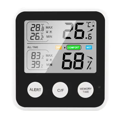 Digitalni notranji termometer Higrometer z indikatorjem udobja - črn TS-9909-B