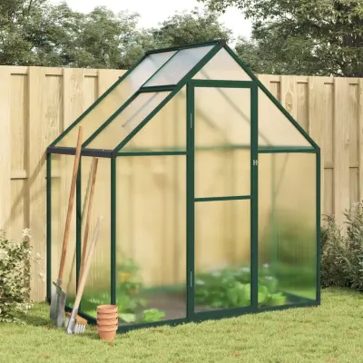 The Living Store Rastlinjak z okvirjem zelen 169x114x195 cm aluminij - Rastlinjak