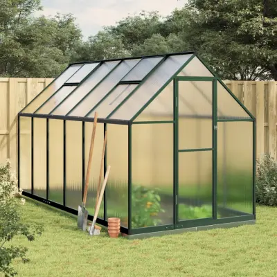 The Living Store Rastlinjak z okvirjem zelen 334x169x202 cm aluminij - Rastlinjak