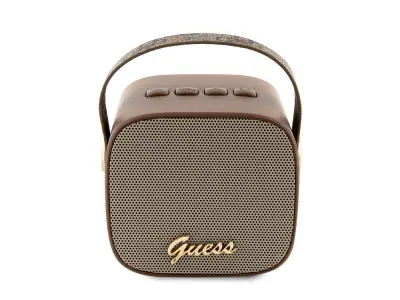 Guess, 5,3 Kompaktni 5W zvo?nik Bluetooth z usnjenim trakom za prenašanje 4G Design, Rjava