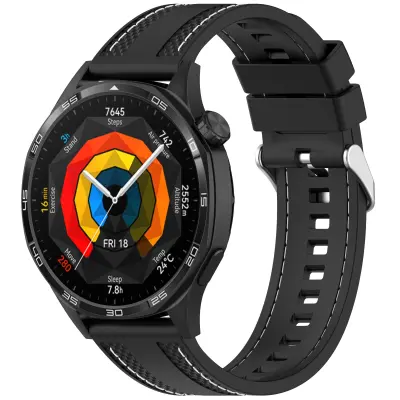 Silikonski pašček za uro z šivi v avtomobilu za Xiaomi Watch S4 & Huawei GT5 Black