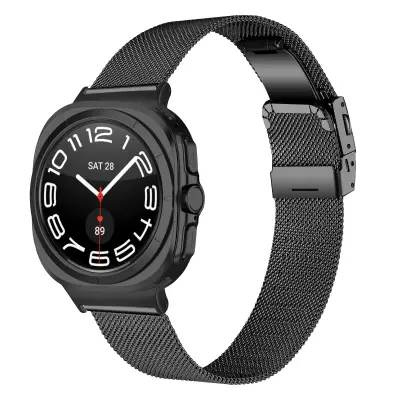 Milanski pašček z zanko za uro Samsung Watch 7 47 mm z želvasto zaponko Black