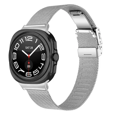 Milanski pašček z zanko za uro Samsung Watch 7 47 mm z želvasto zaponko Silver