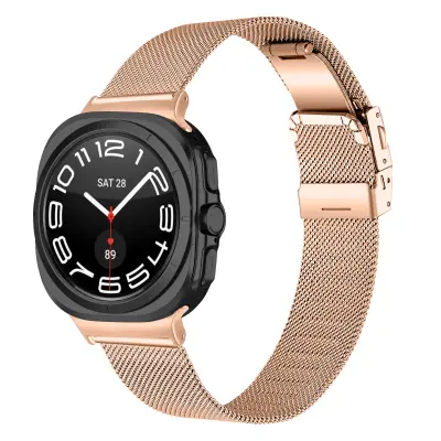 Milanski pašček z zanko za uro Samsung Watch 7 47 mm z želvasto zaponko Rose red