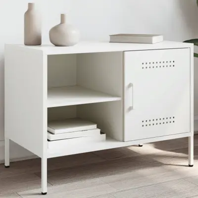 The Living Store TV omarica bela 68x39x50,5 cm jeklo - TV Omarica