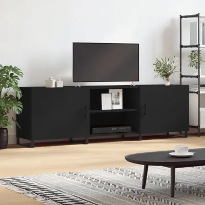 The Living Store TV omarica črna 150x30x50 cm inženirski les - TV Omarica