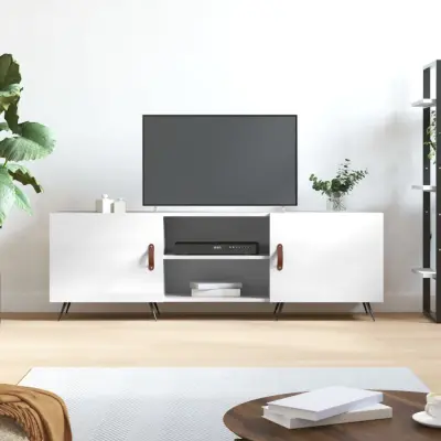 The Living Store TV omarica visok sijaj bela 150x30x50 cm inženirski les - TV Omarica
