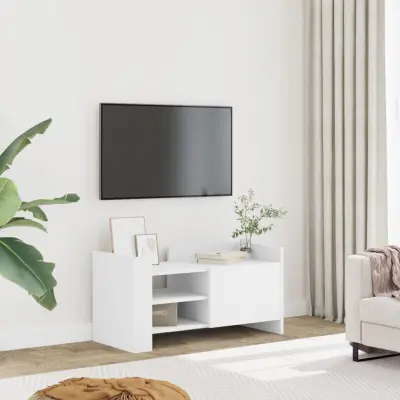 The Living Store TV omarica bela 80x35x40 cm inženirski les - TV Omarica